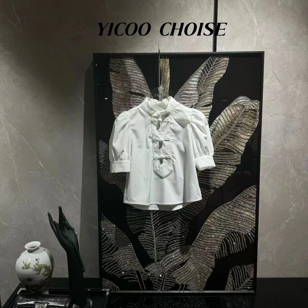 YICOO【升级版春秋】小众定制中式亲子衬衣 YC238273短袖夏季女童秀