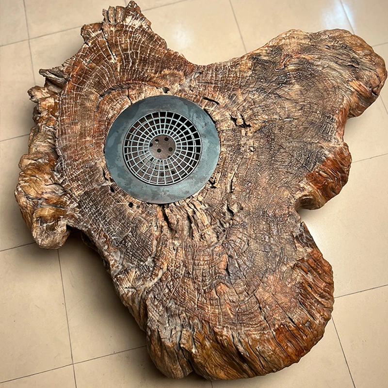 商务休闲庭院围炉煮茶桌风化实木墩禅意民宿阳台火锅烧烤炭炉餐桌