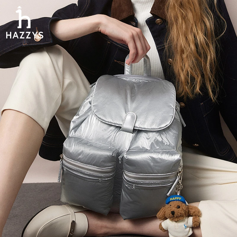 Hazzys哈吉斯时尚休闲双肩包女士旅行轻便包包小众多功能背包