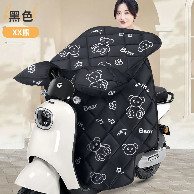 新款踏板电动车挡风被冬季加绒加厚加大防水电瓶车防寒防风保暖