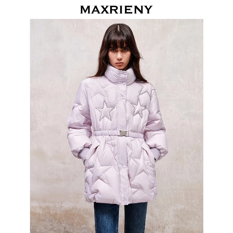 MAXRIENY精致复古氛围感羽绒服中长款冬季新款保暖热力感
