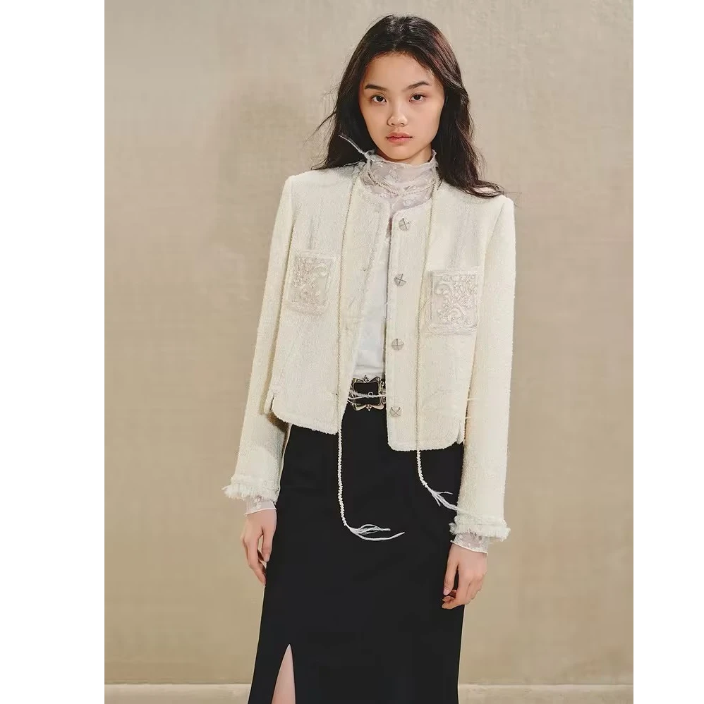 MAXRIENY馥白小香外套秋冬新款浪漫复古感千金上衣女香风外套