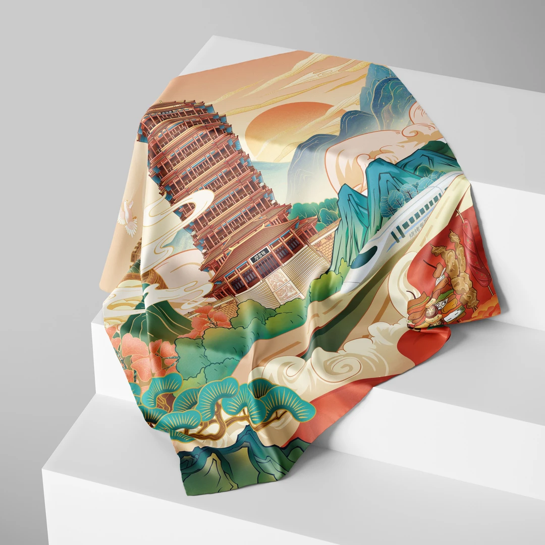 诺宝·丝邦真丝文创丝巾-方巾手帕