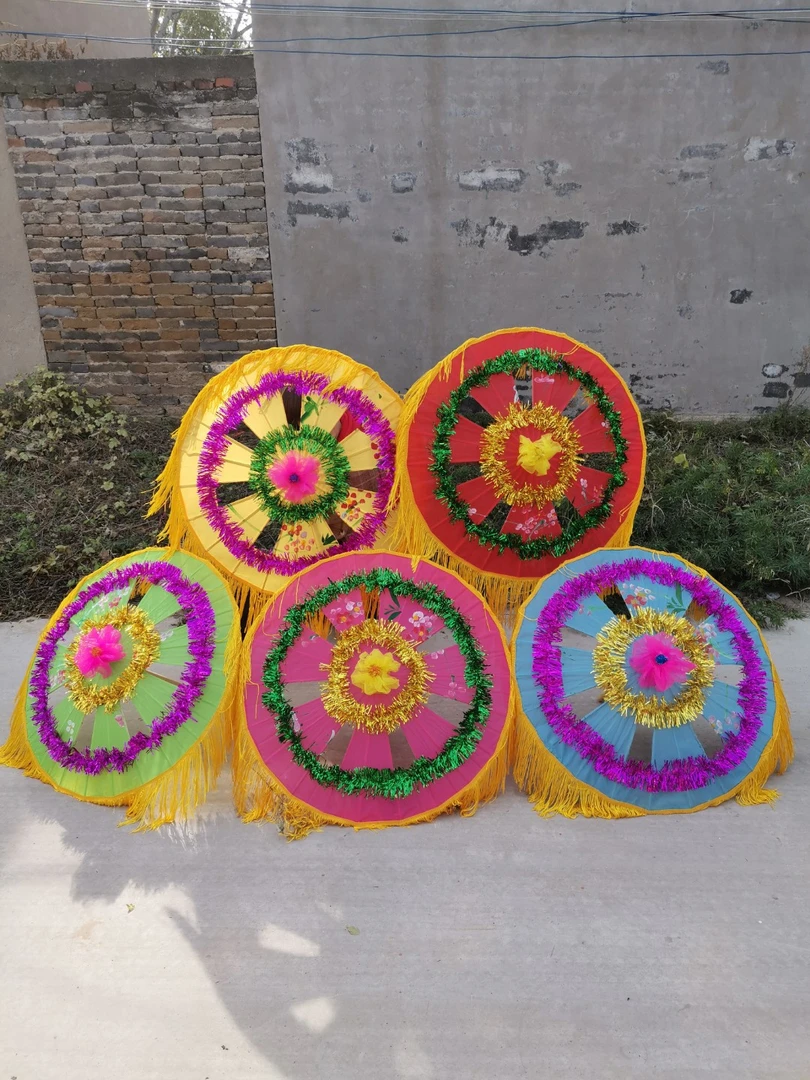 新款网红秧歌花伞跳舞伞表演花伞演出道具陕北秧歌伞