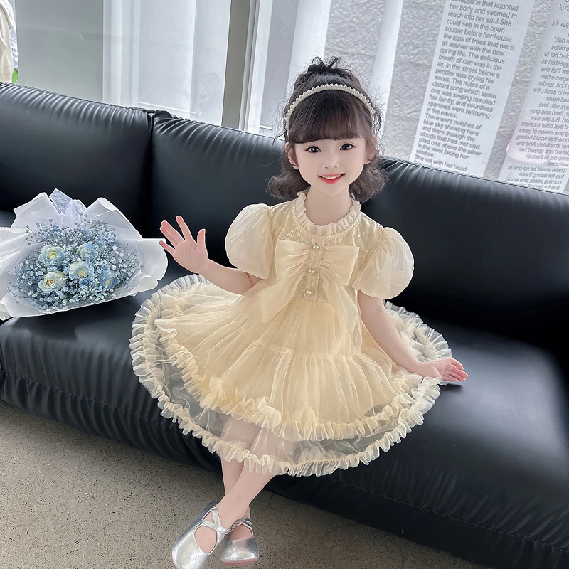 纱裙女童高级感连衣裙夏装2024新款洋气儿童礼服裙子女宝宝公主裙