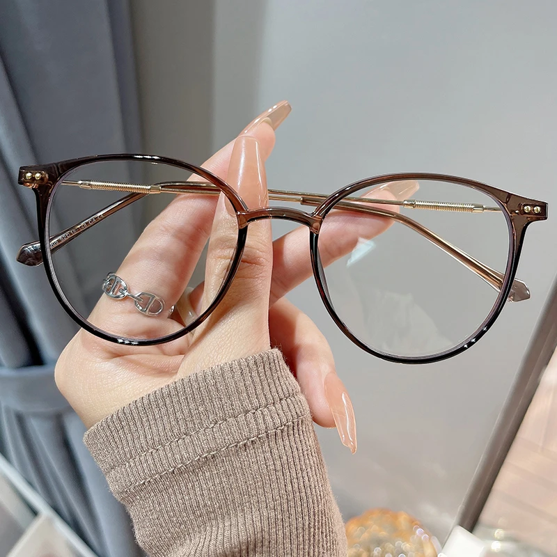 52mm美拉德棕素颜眼镜框女配近视防蓝光变色有度数网红眼睛丹阳潮
