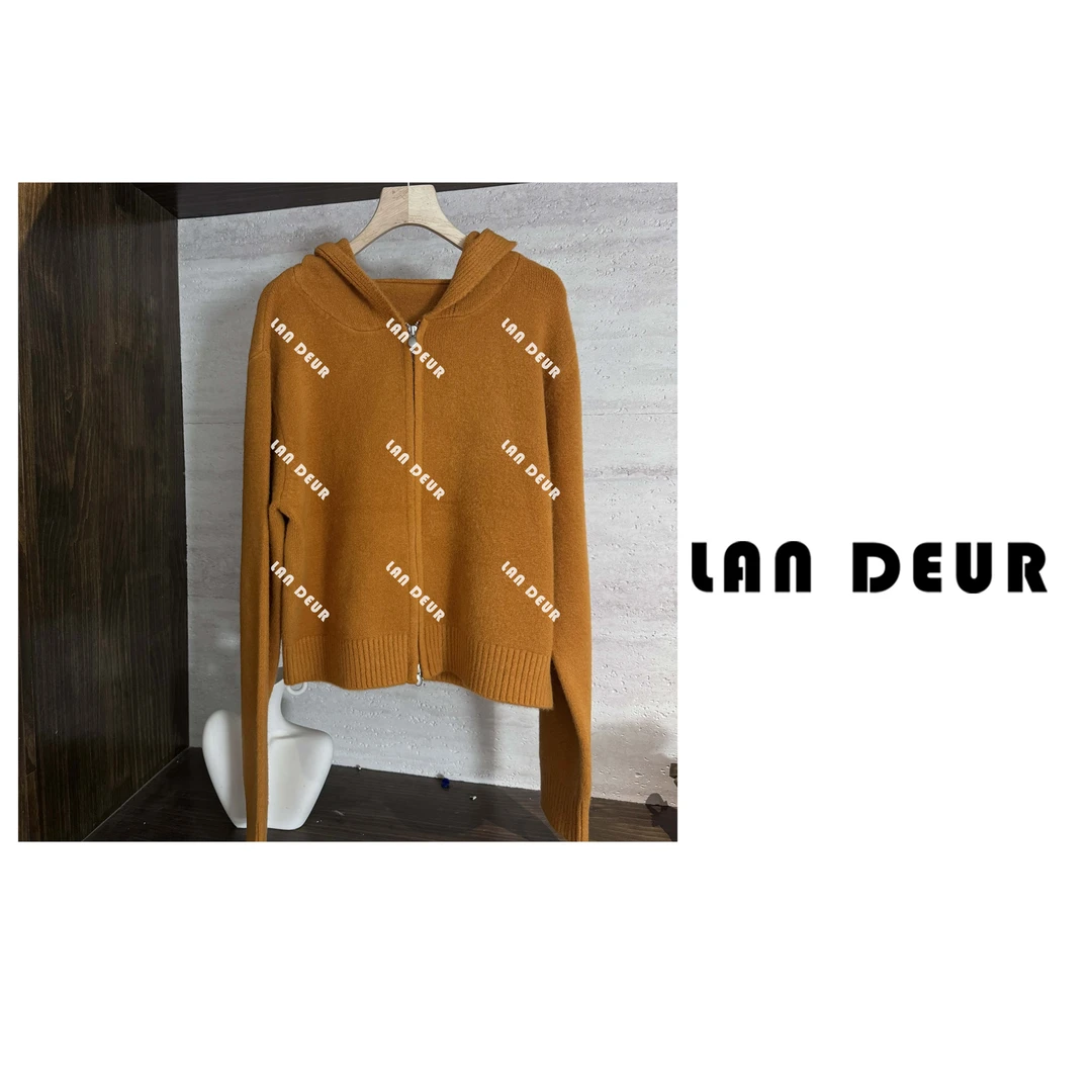 JIUJIU【油画栀子】可机洗毛衣通勤百搭简约拉链连帽针织开衫女上衣