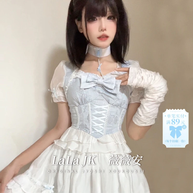 啦啦酱 薇薇安 原创设计古着芭蕾风上衣小个子公主辣妹女夏公主