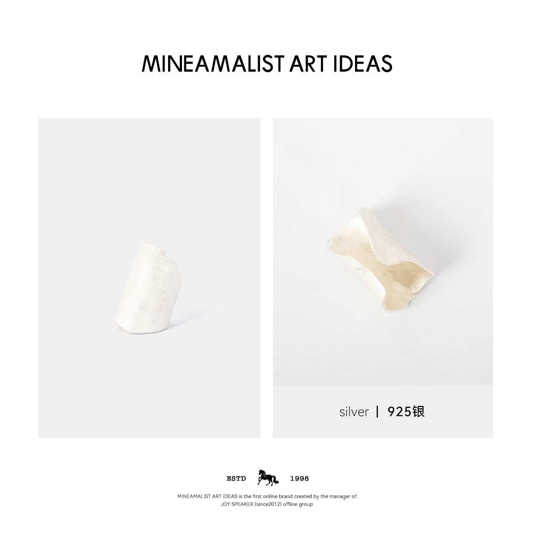 925银戒指 手工肌理感不规则开口长绷带戒指1939M