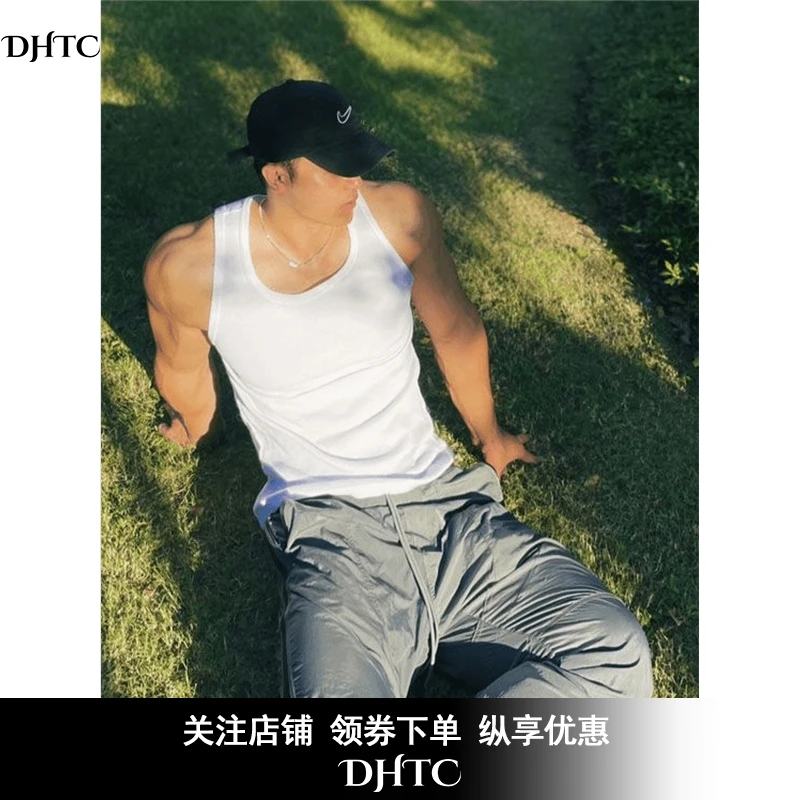 清凉美式衣服速干运动T恤坎肩健身修身粗螺纹夏背心男健身
