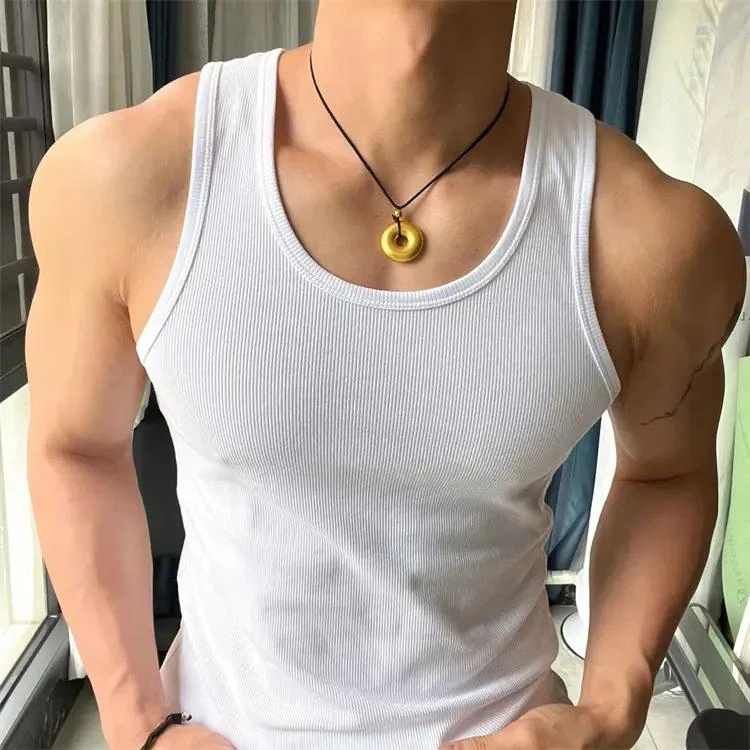 夏季重磅休闲螺纹健身背心男士紧身无袖上衣透气肌肉吸汗打底衫
