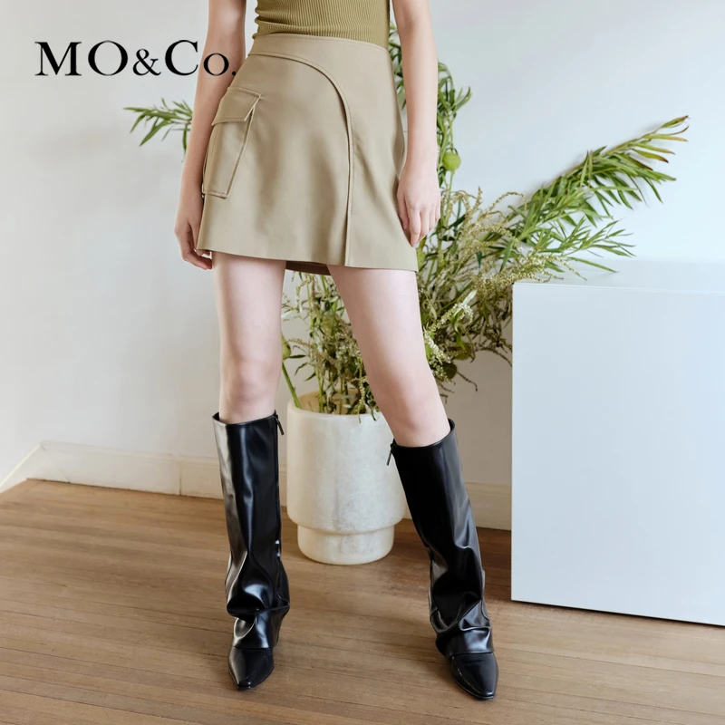 MOCO夏工装口袋开叉设计感A字时尚短裙风感波粒MBB2SKT027