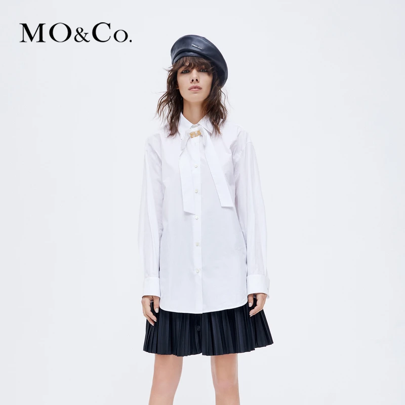 MOCO秋冬学院风棉白衬衫附胸针蝴蝶结MBB4SHT002