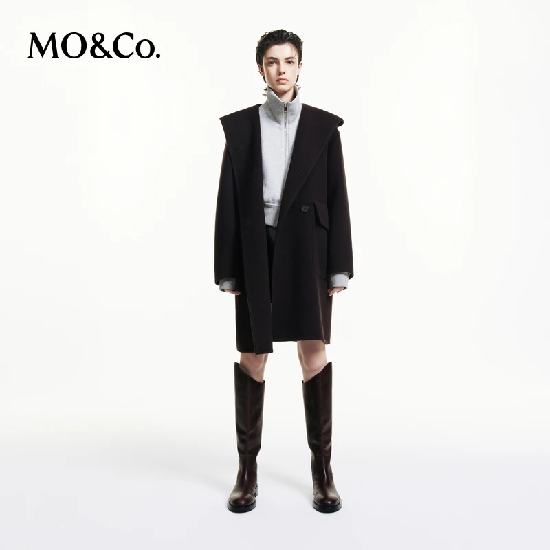 MOCO美丽诺绵羊毛中长款双面呢大衣MBD3OVCT09