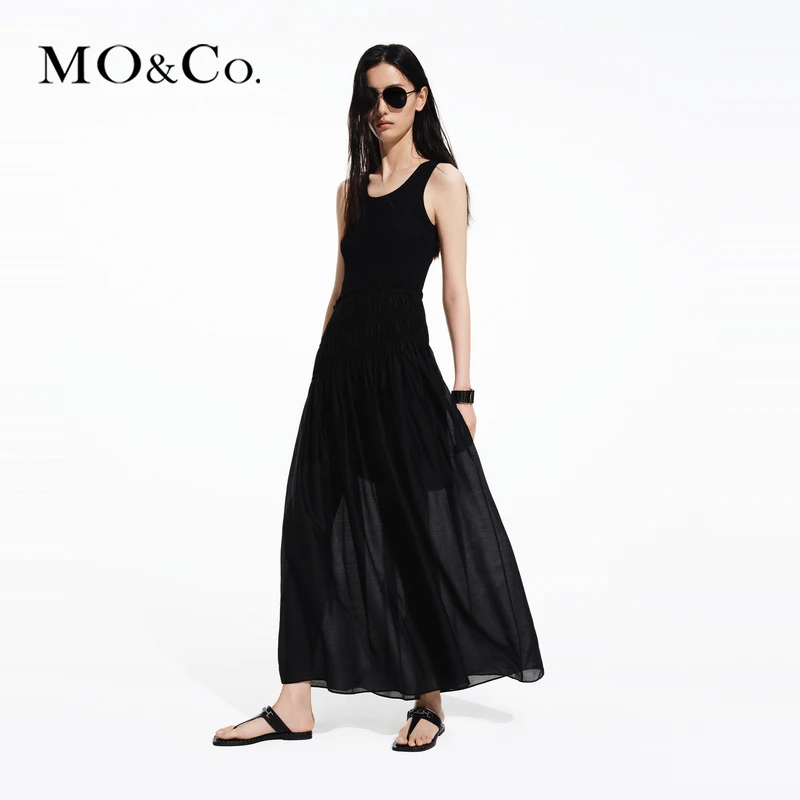 MOCO夏拼接式背心连衣裙MBD2DRST73