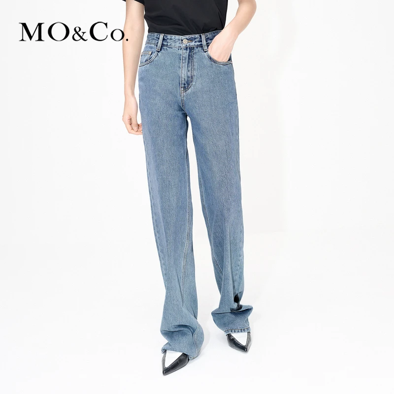 MOCO夏季蝴蝶结斑驳印花直筒土耳其牛仔裤美式MBC2JEN007