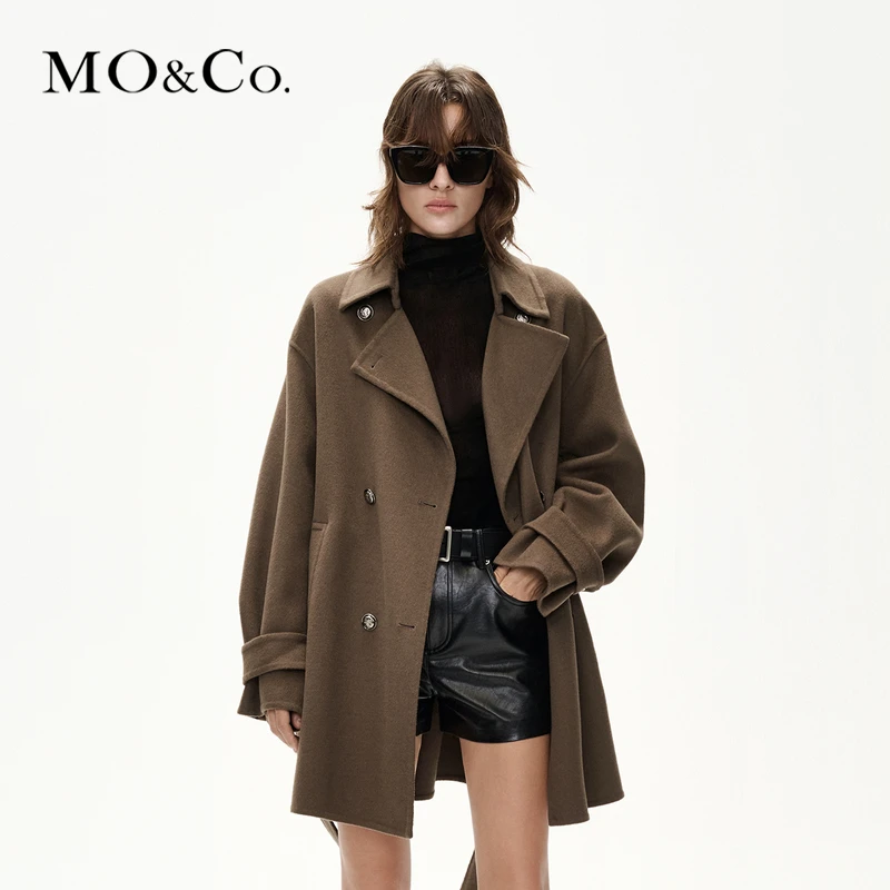 【美丽诺绵羊毛】MOCO冬防寒复古大衣外套附腰带MBC4OVC009