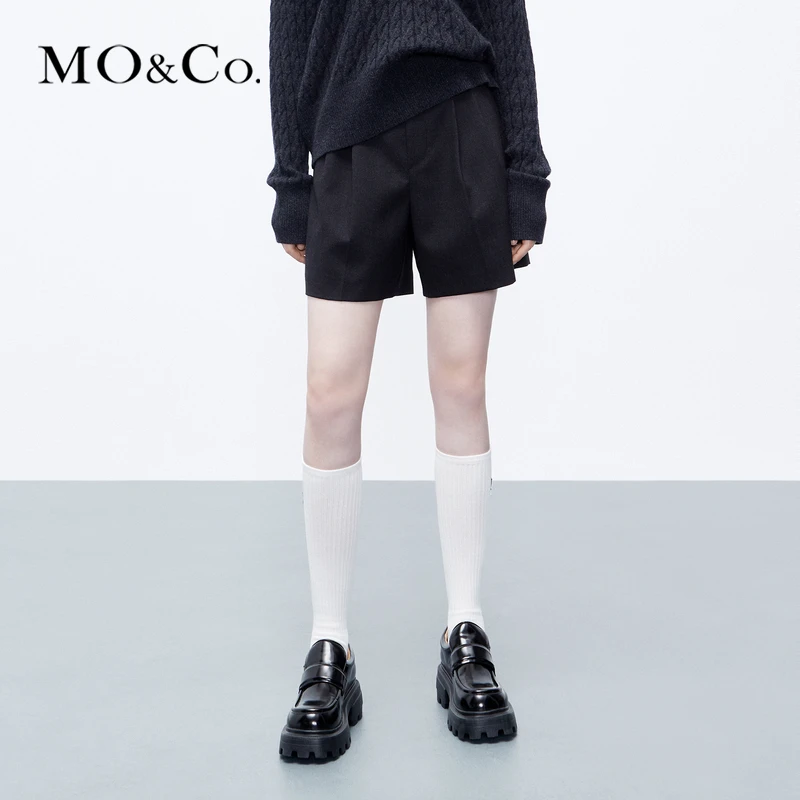 【美丽诺绵羊毛】MOCO秋精纺西裤高腰休闲中裤MBC3SOT013