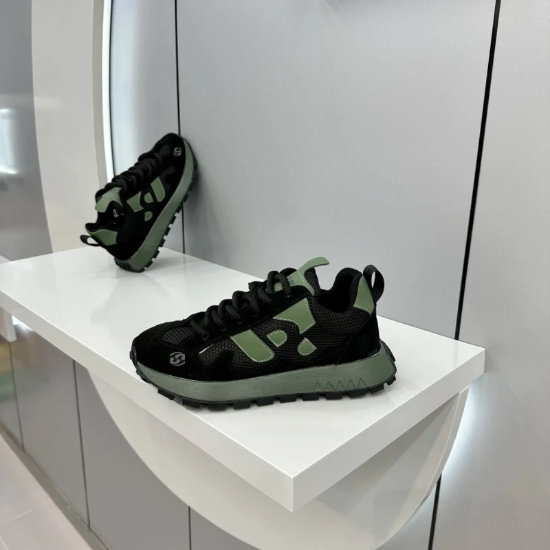 【设计师款】男鞋2025春夏新款轻奢厚底潮鞋时尚系带拼色休闲阿甘鞋