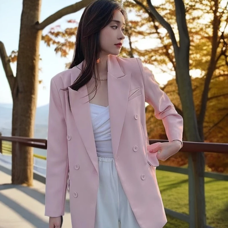 （菡馨）白色西装外套女休闲上衣2024秋季chic高级感小西服6696