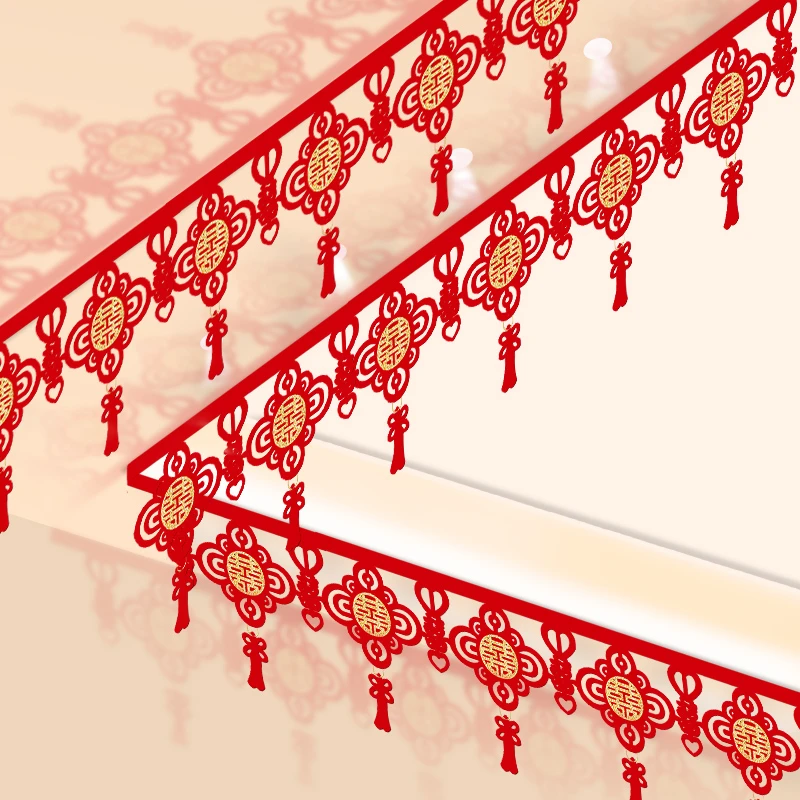 墙围喜婚房装饰喜庆房间绒布喜帘中式新房墙围喜结婚用品大全婚礼