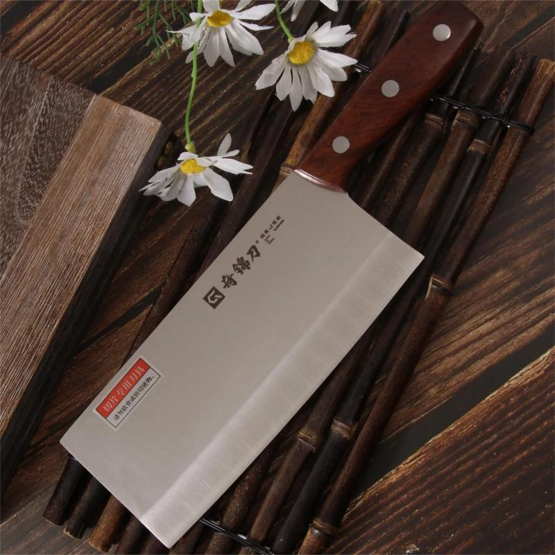 奇锦刀具家用不锈钢切片刀原木一体式夹柄菜刀厨师家庭专用刀