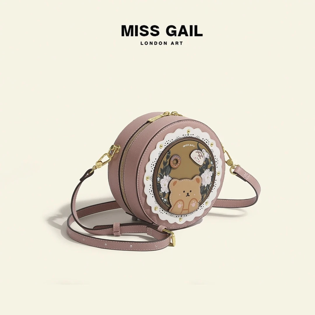 MISS GAIL/时尚新款可爱小熊甜甜圈斜挎圆饼包