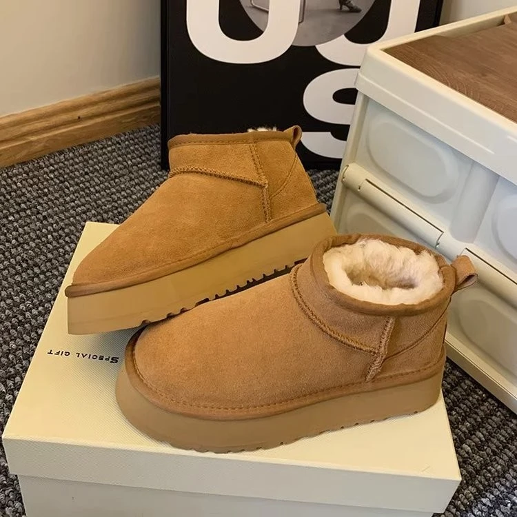 雪地靴女冬季外穿2025新款加绒加厚勃肯鞋厚底保暖面包棉鞋防水