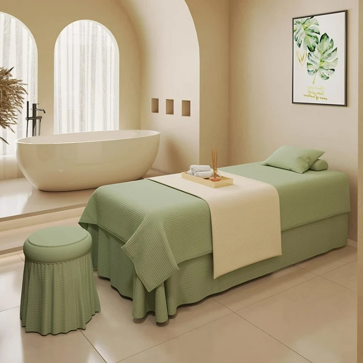 茉缘格致系列高端美容床罩四件套轻奢高级感美容院网红头疗床罩