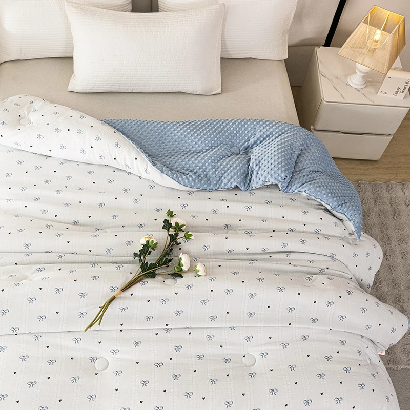 新款小清新云纱棉豆豆被春秋被冬被--遇见