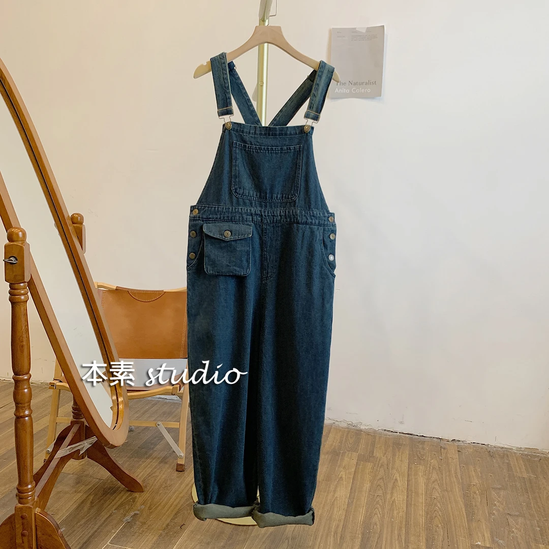 【收藏家】M9977多口袋可调节宽松牛仔背带裤