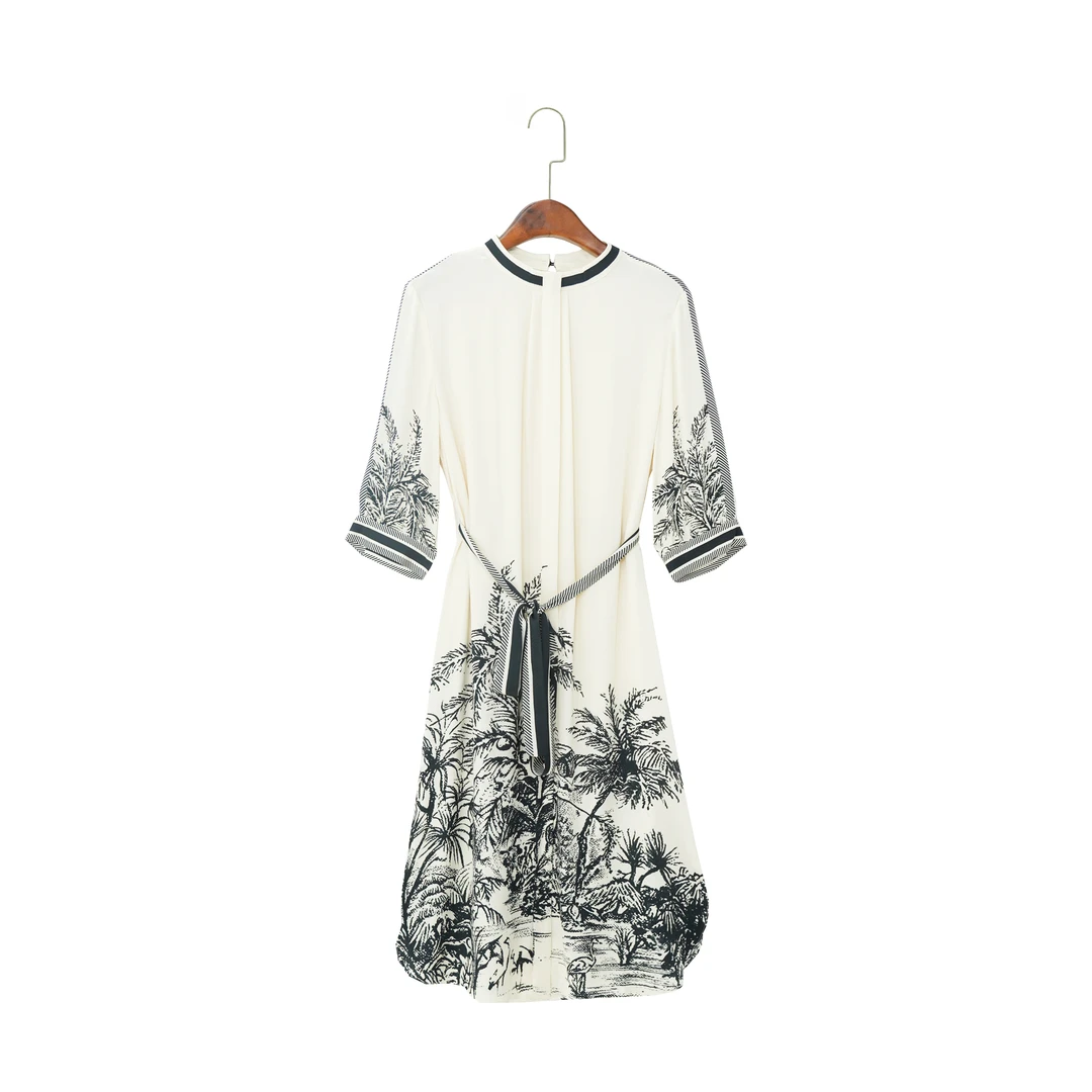 【佩佩】董卿同款黑色重磅28姆米中长款桑蚕丝连衣裙693788-1