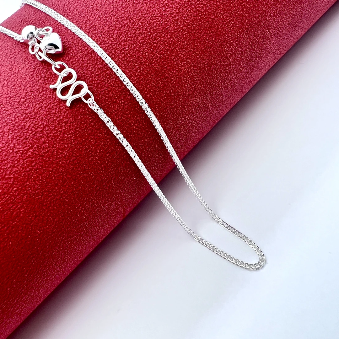 链子足银 【肖邦爱心链抽拉款】足银999纯银项链 45厘米可调节