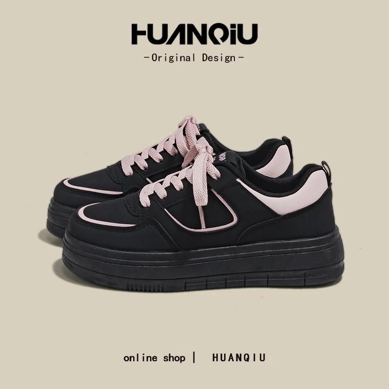 环球黑粉色小白鞋女2025秋新款高颜值ins潮百搭学生休闲板鞋2360