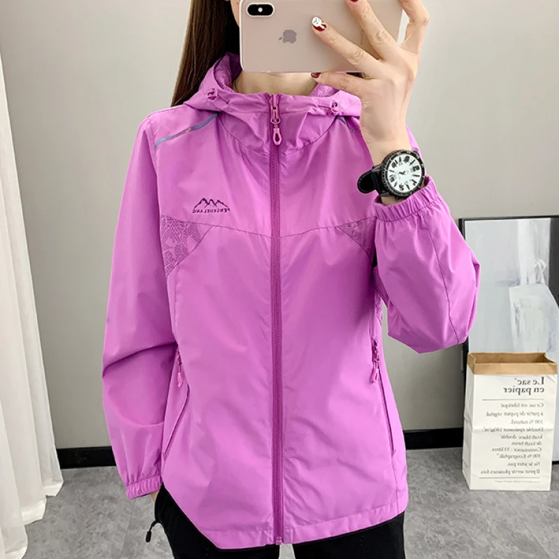 1608双面穿春秋新款女户外休闲外套运动登山风衣连帽两面穿夹克