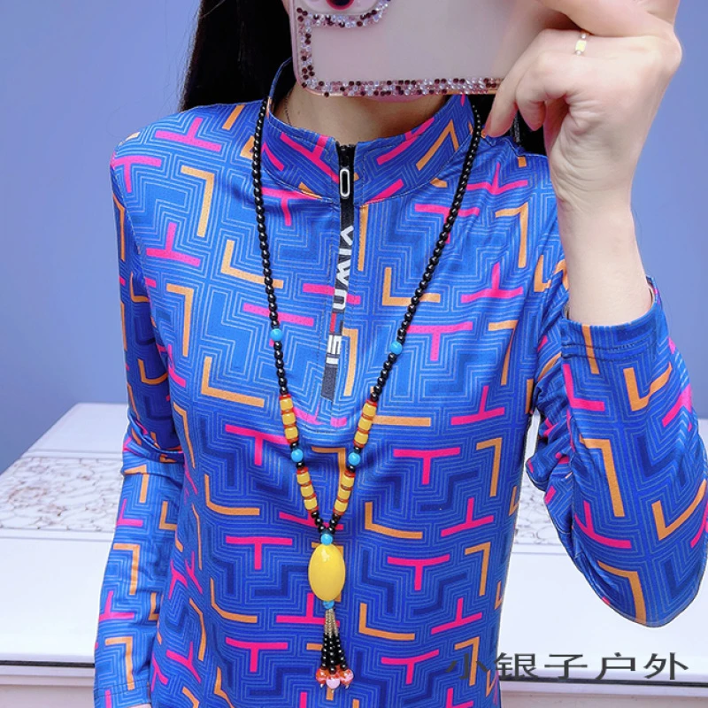 2318印花速干衣长袖T恤女春夏百搭款运动跑步快干衣登山服健身衣