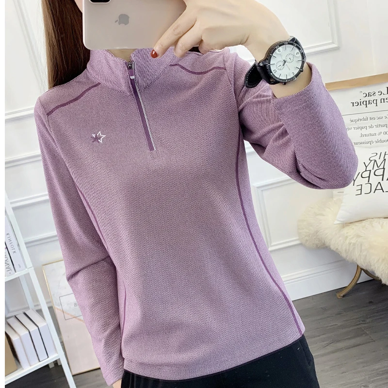 9090B高端速干上衣女秋冬跑步长袖瑜伽骑行健身服运动T恤打底绒衣