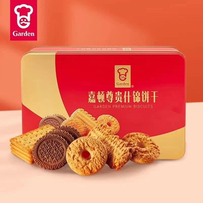 嘉顿尊贵什锦饼干450g喜庆铁盒装年货送礼下午茶点心休闲零食品