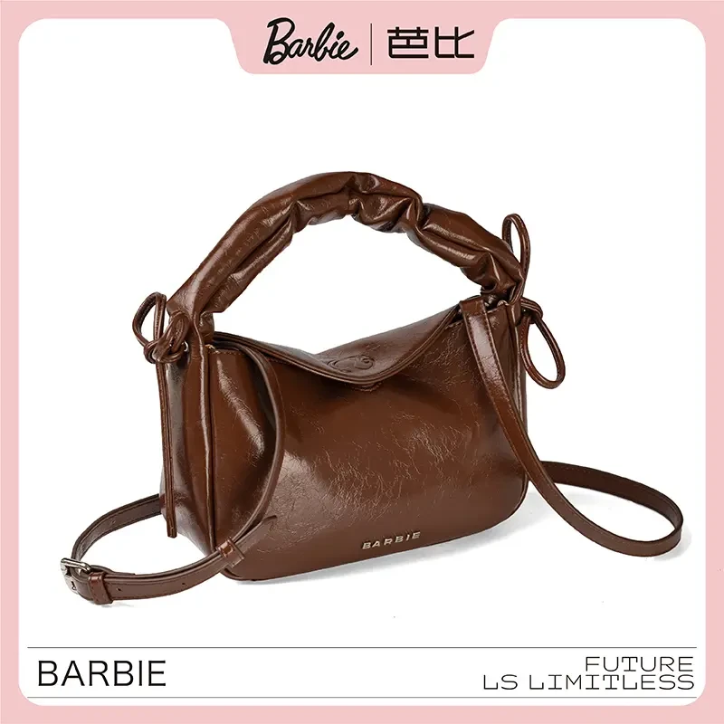 【洛洛限定】BARBIE/芭比新款复古时尚油蜡手拎包通勤单肩斜挎包