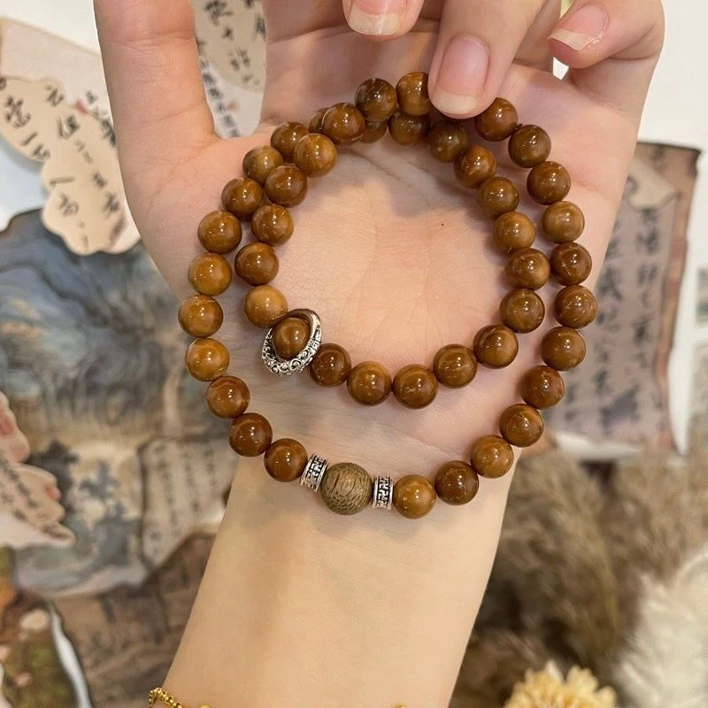 非金属木质手链 原创天然库克双圈手串盘玩佛珠情侣礼物