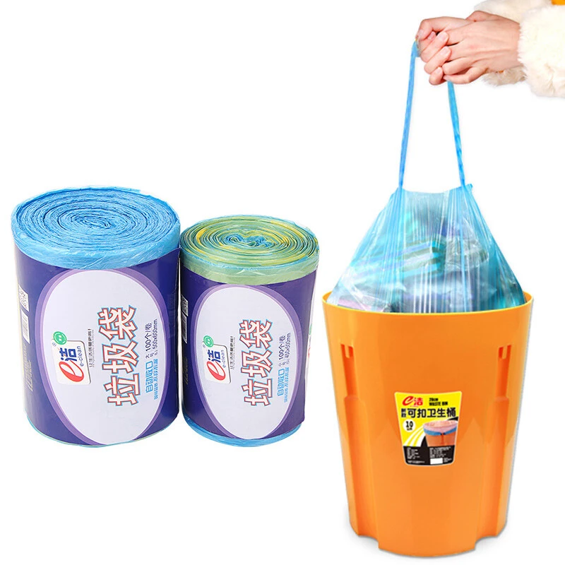 【Sungsa】日本自动收口垃圾袋加厚不易脏手抽绳环保清洁袋1卷100个