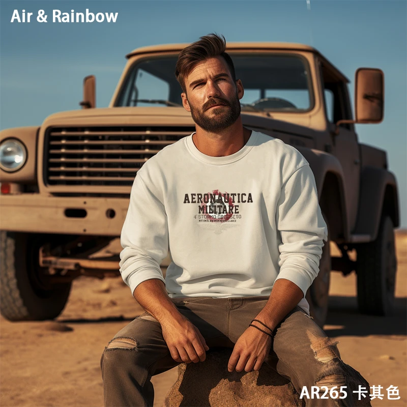 【300克毛圈棉】秋季休闲百搭复古套头长袖钢印印花圆领卫衣AR265