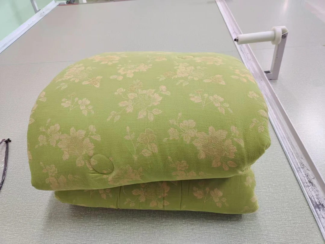 单人4斤 双层纱被子【浅绿花】150*200