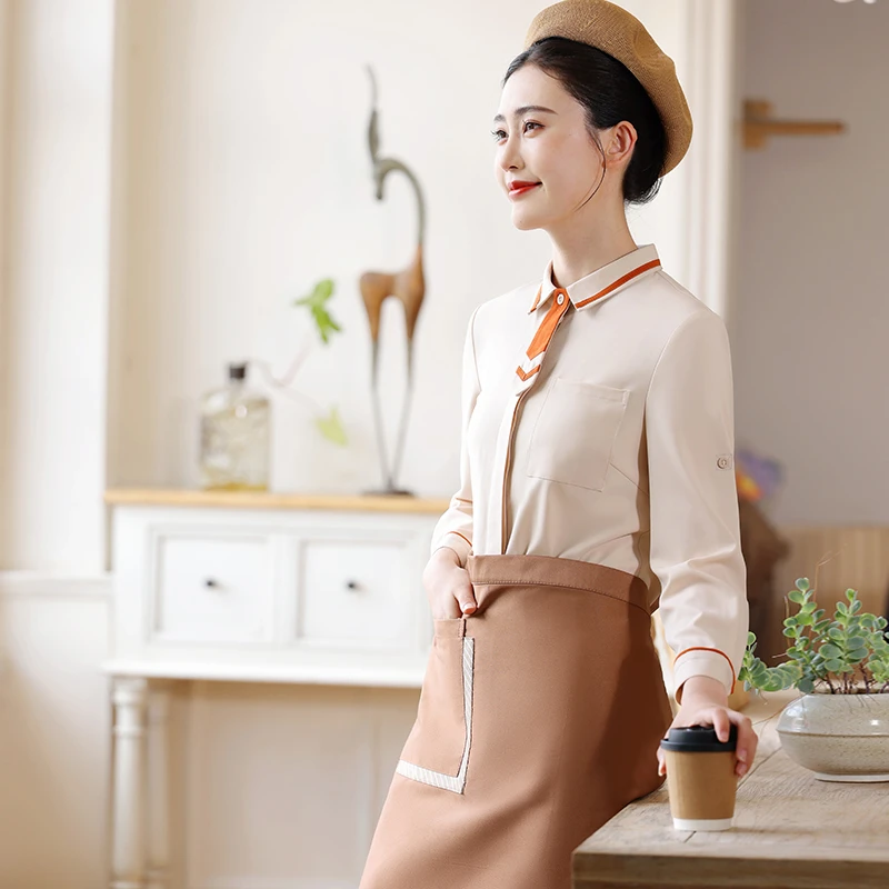 衣研堂奶茶店工作服餐饮餐厅服务员长袖烘焙甜品蛋糕店秋冬定制女