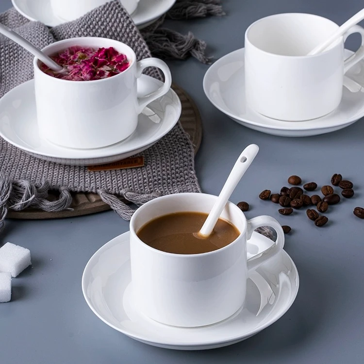 景德镇高温骨质瓷高档欧式简约网红款【咖啡杯】英式纯白色