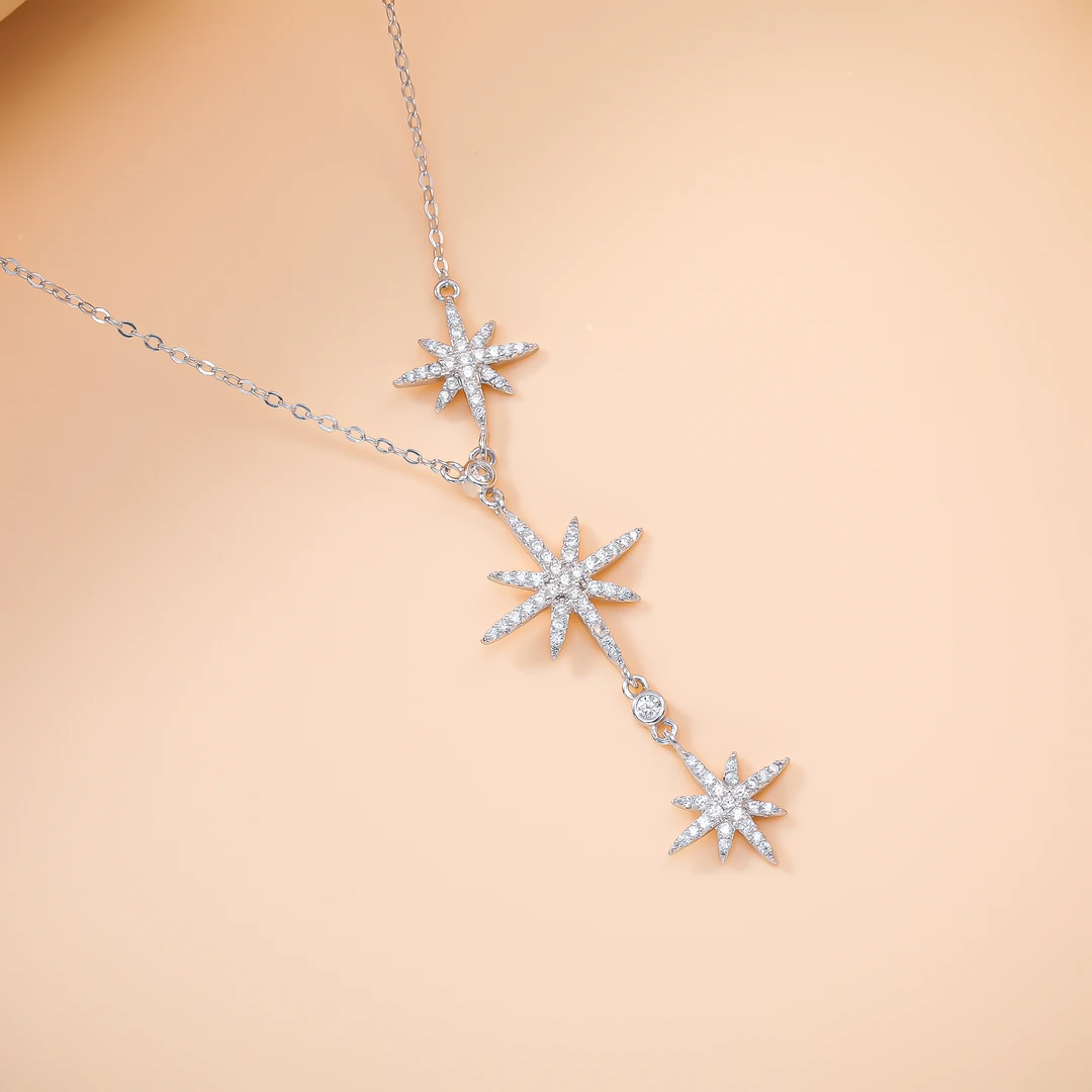 坠链均925银 小众八芒星项链百搭YSF-5843KAT