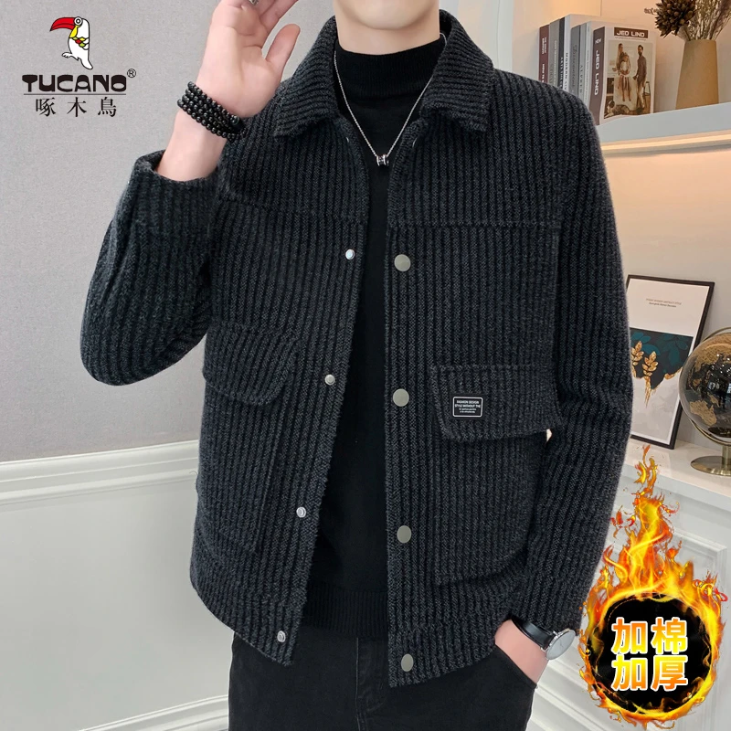 TUCANO/啄木鳥冬季新款加棉加厚翻领夹克时尚毛呢外套档次百搭帅