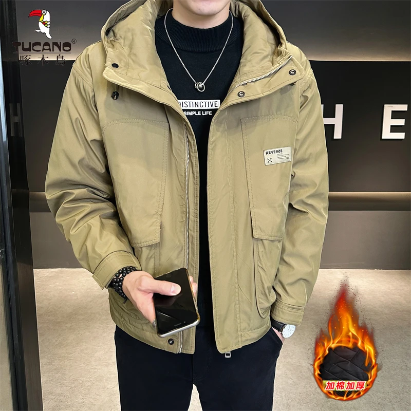 TUCANO/啄木鳥秋季加棉加厚工装连帽百搭冲锋衣休闲男夹克档次帅