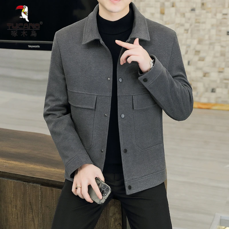TUCANO/啄木鳥秋季新款时尚男士毛呢夹克宽松百搭时尚翻领档次帅