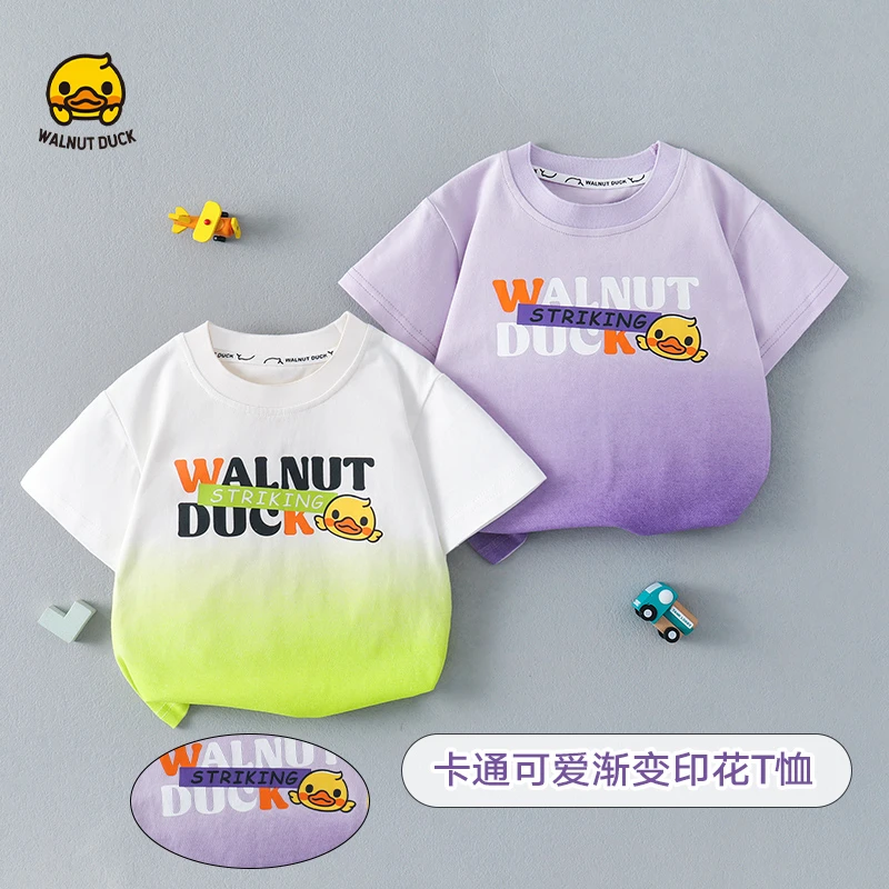 【洛儿妈专属】2025夏季新款小黄鸭渐变潮酷T恤4T277